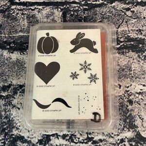 Stampin Up HOLIDAYS 6Pc Wooden Stamp set